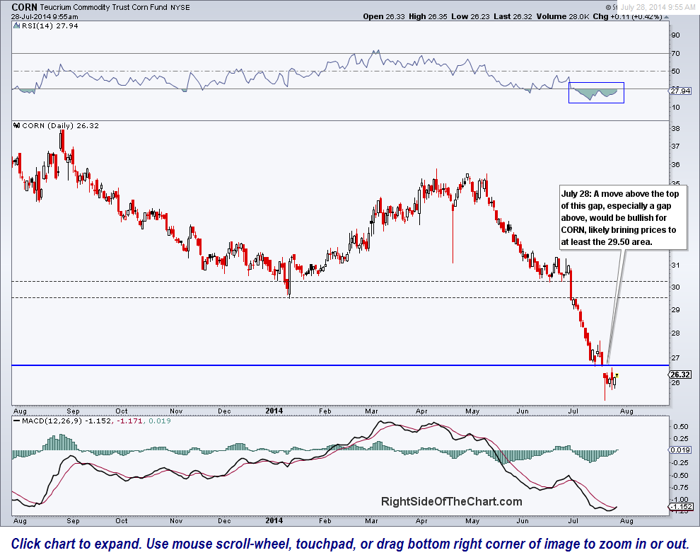 CORN daily July 28th - Right Side of the Chart