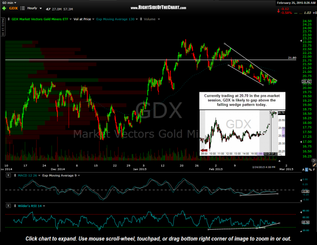 GDX 60 min pre-market Feb 25th
